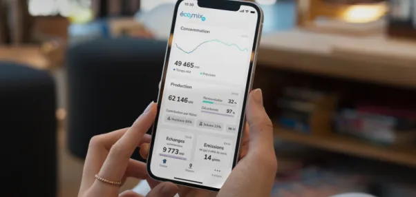 Application éCO2mix - Ecran d'accueil