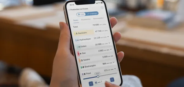 Application éCO2mix - Ecran production par filière