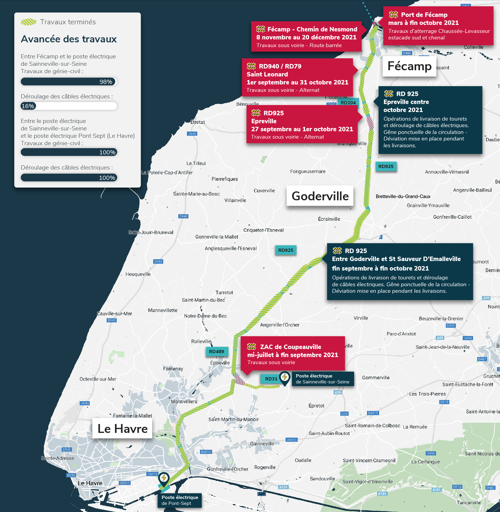 Carte travaux Fecamp - Aout 2021