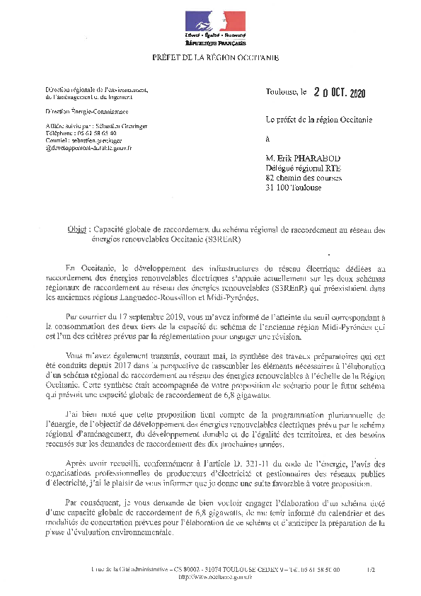 Fixation de la capacité de raccordement du S3REnR Occitanie par le Préfet de Région.pdf thumbnail Fixation de la capacité de raccordement du S3REnR Occitanie par le Préfet de Région.pdf thumbnail