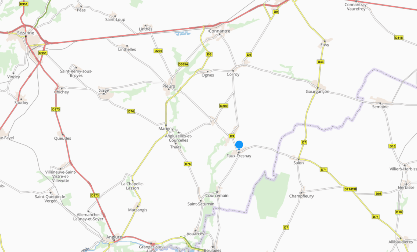 Carte du projet de la construction d’un poste de transformation électrique à Faux-Fresnay (transcription ci-après)