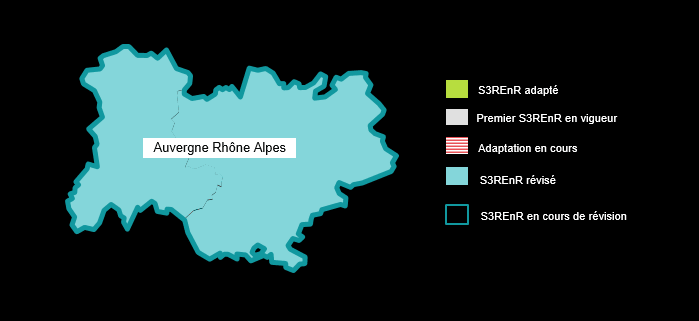 Schéma du S3REnR d’Auvergne Rhône Alpes. Le schéma révisé s'étend sur tout le territoire de la région
