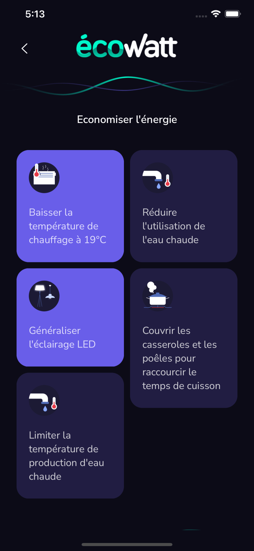 Capture d'écran - Application EcoWatt signal vert