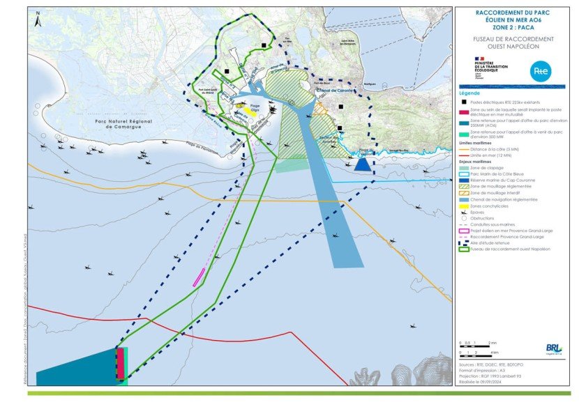 Fuseau moindre impact raccordement éoliennes flottantes