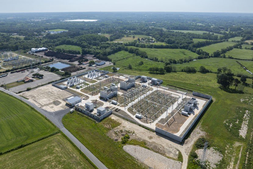 Photo aérienne de poste électrique du Gué au Roux