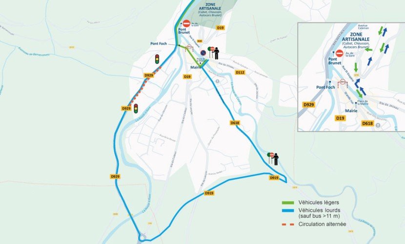 Carte des travaux de la vallée. Transcription ci-après