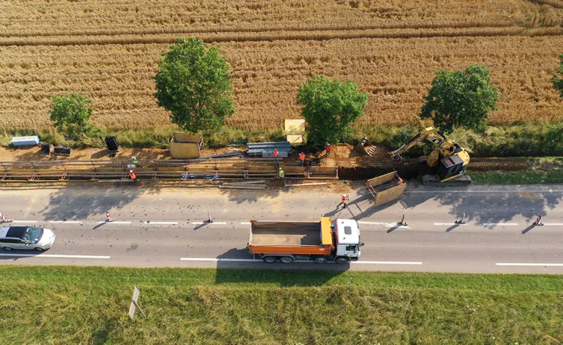 Photo aérienne du chantier
