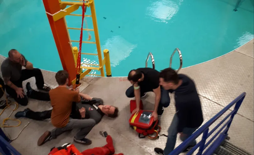 Photo d'un exercice de sauvetage d'une noyade