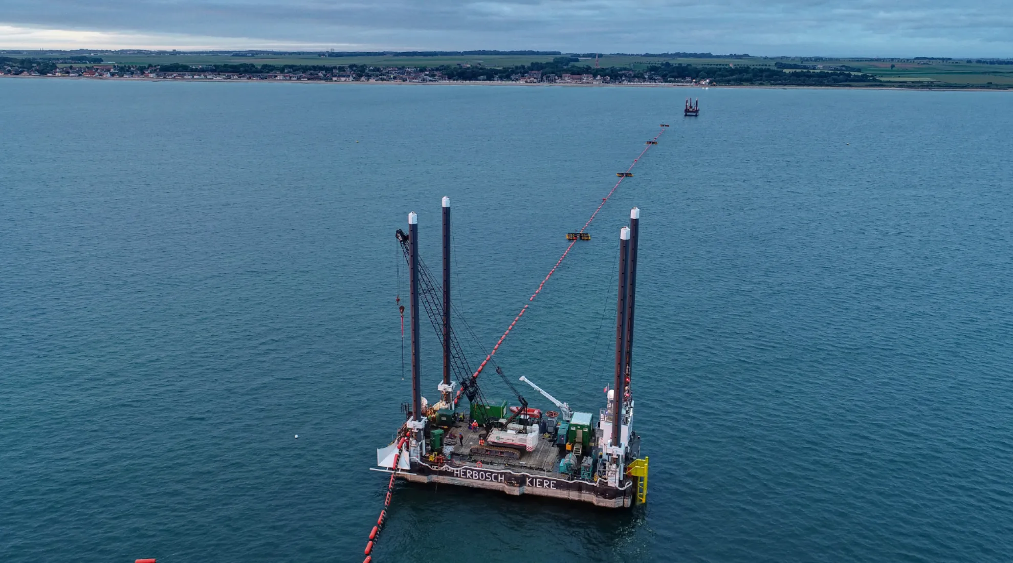 Déroulage de cable en mer