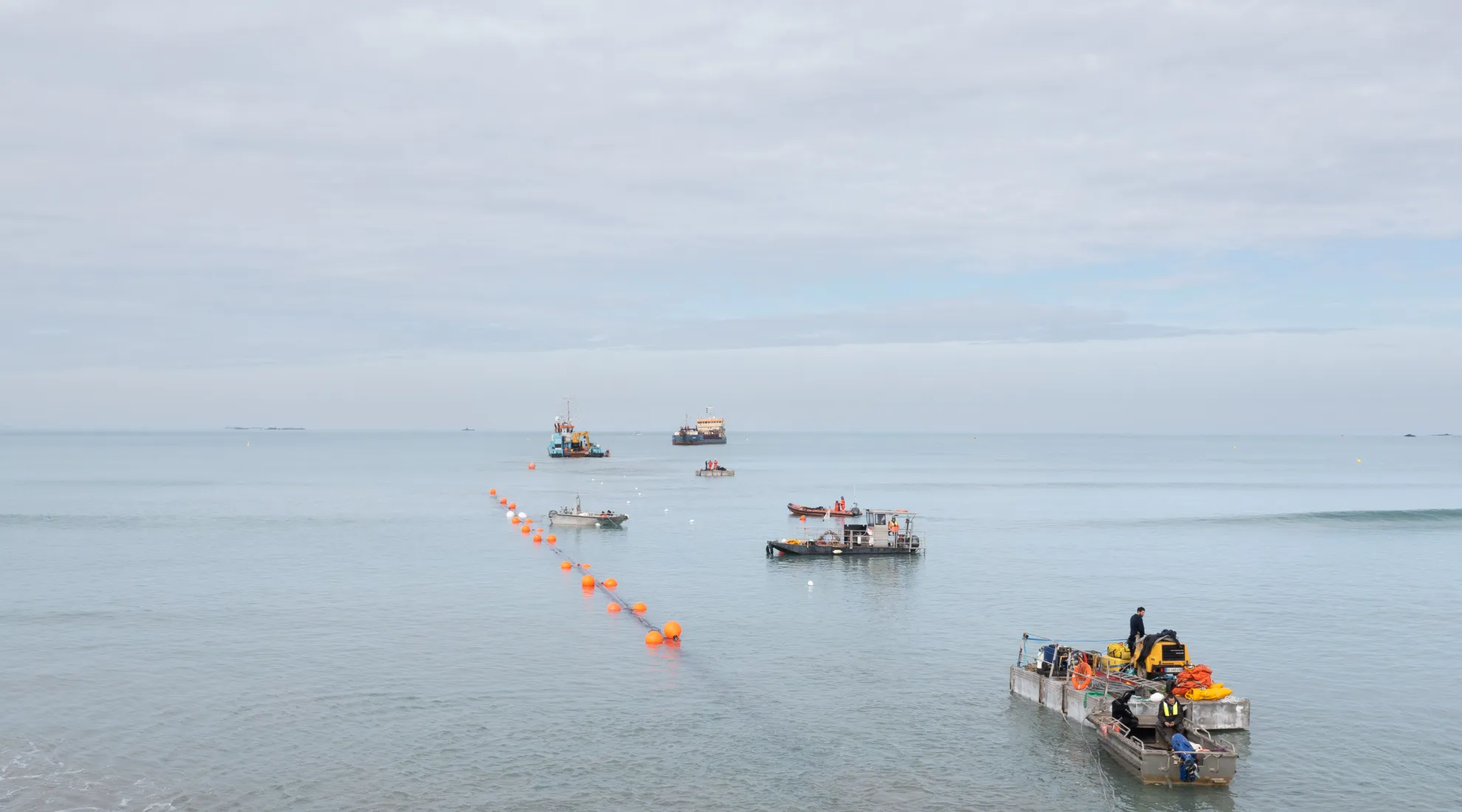 travaux de raccordement du parc éolien en baie de Saint-Brieuc
