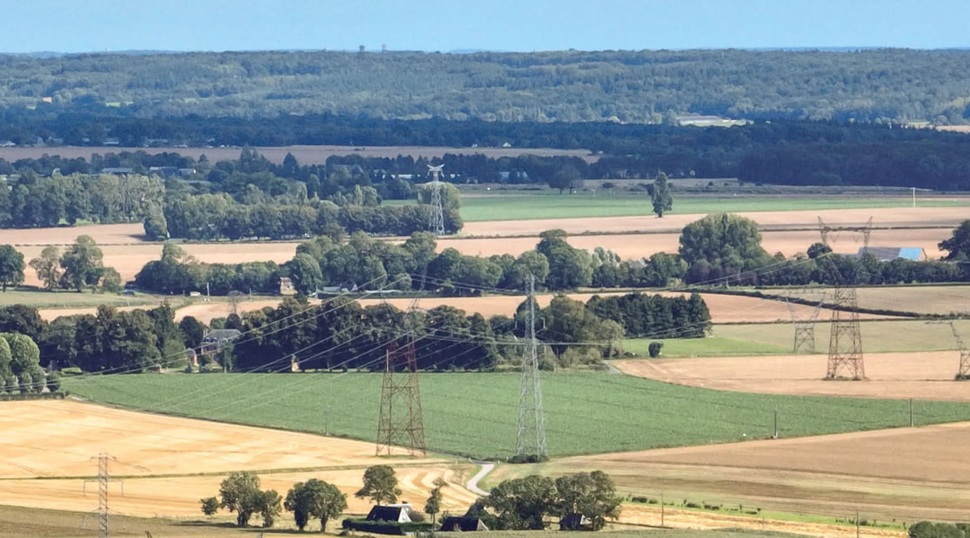 Pylones dans un champ