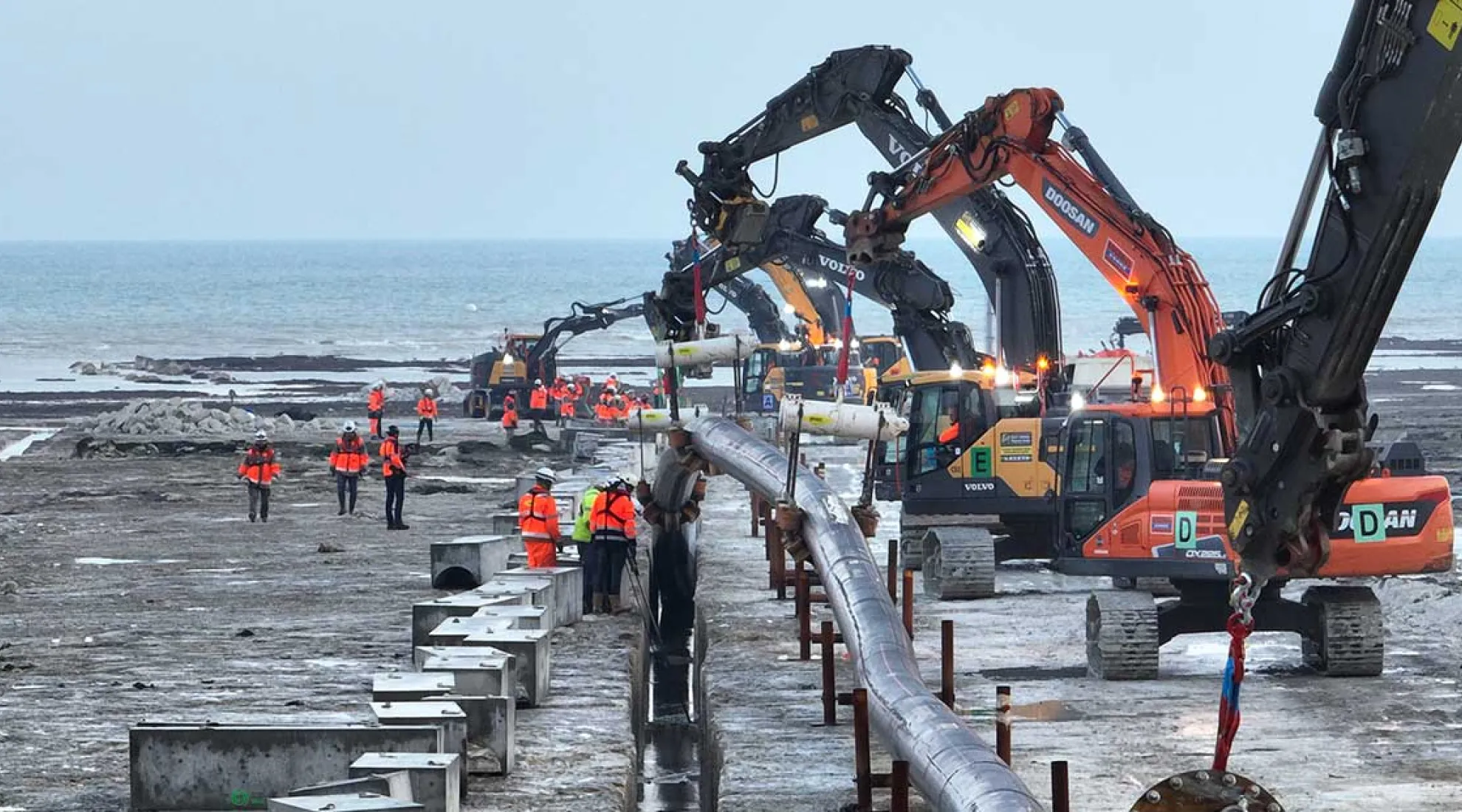 Photographie de la construction de tranchée