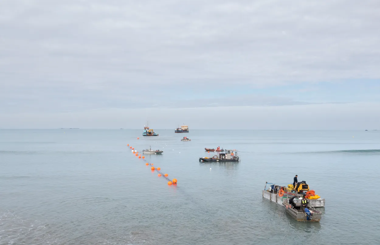 travaux de raccordement du parc éolien en baie de Saint-Brieuc