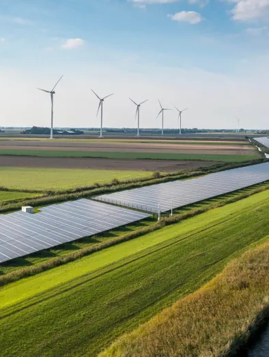 Paysage avec éoliennes